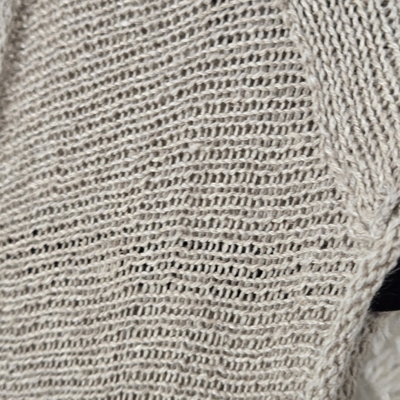 Zuza Bart 100% Linen Tan Midi Sweater Dress Asymmetrical Lagenlook Sheer Boho M - Picture 7 of 10